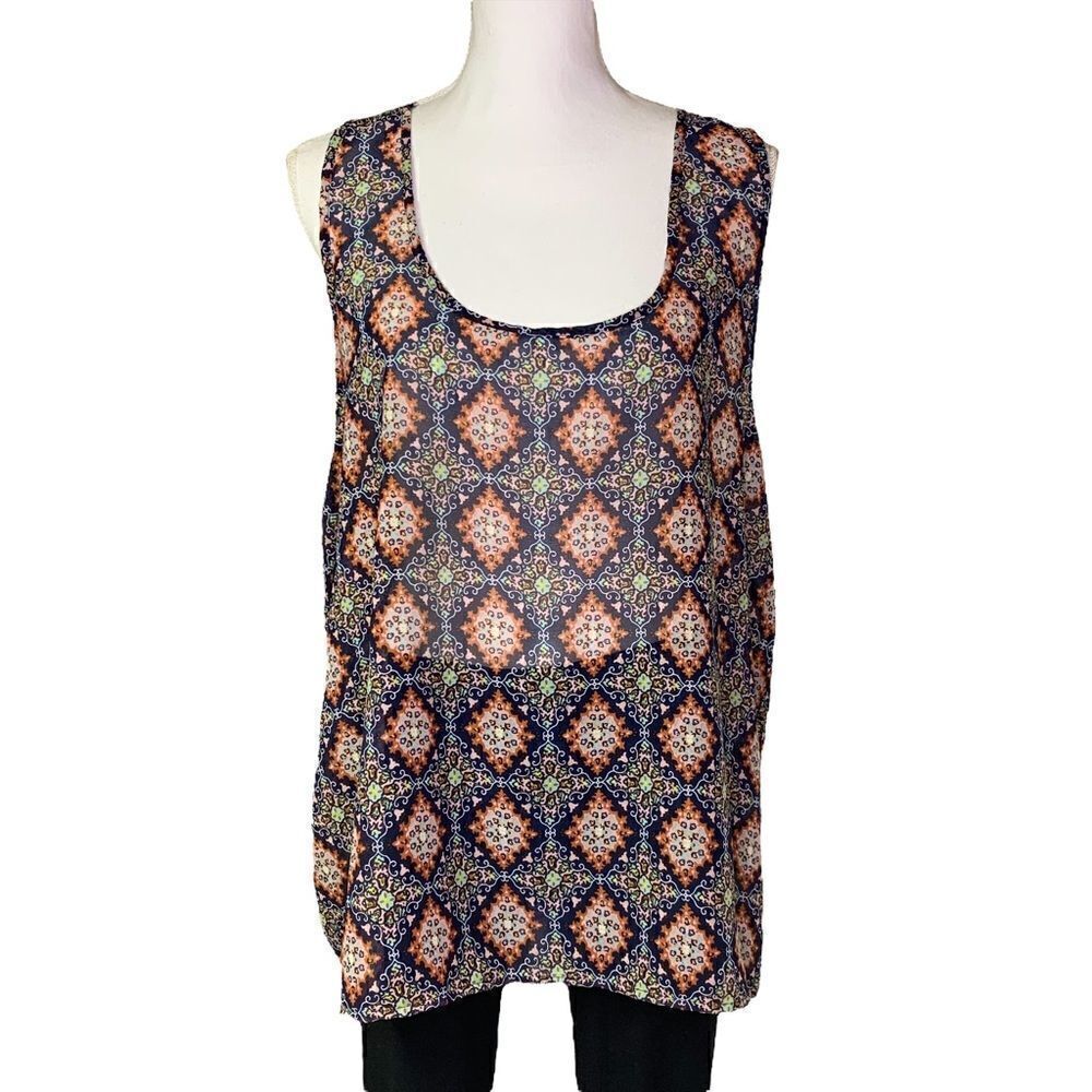 Women's𝅺 Mileage blue patterned open back tank top